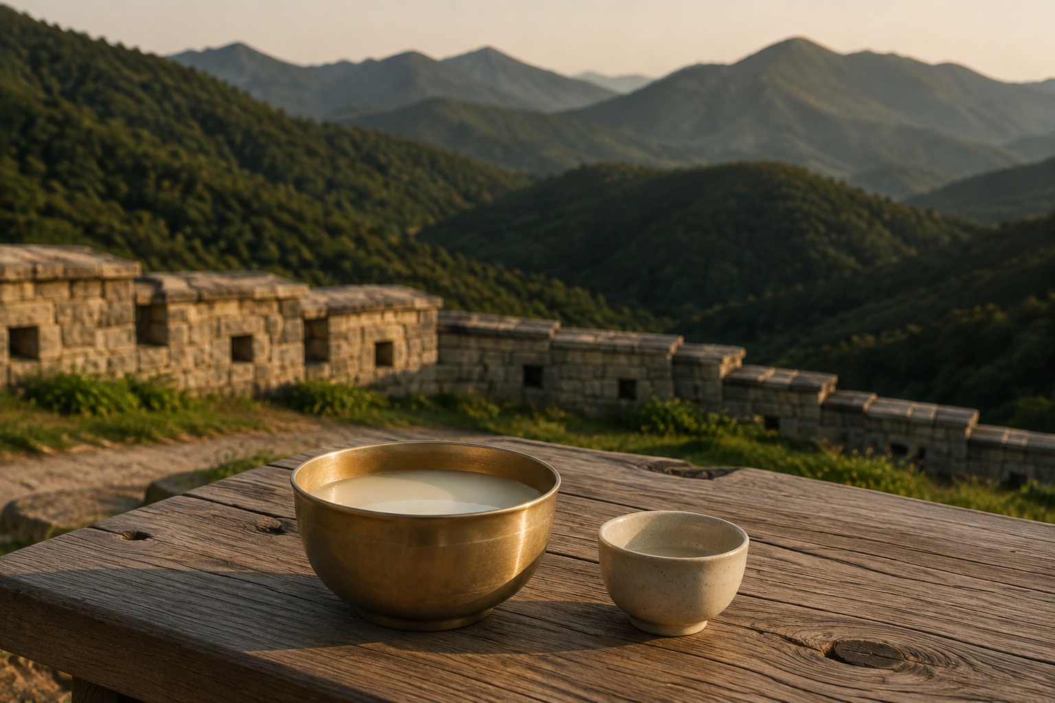 바다의 도시에서 산으로, 금정산성막걸리 반일 여행을 주제로 한 편집 콘셉트 이미지